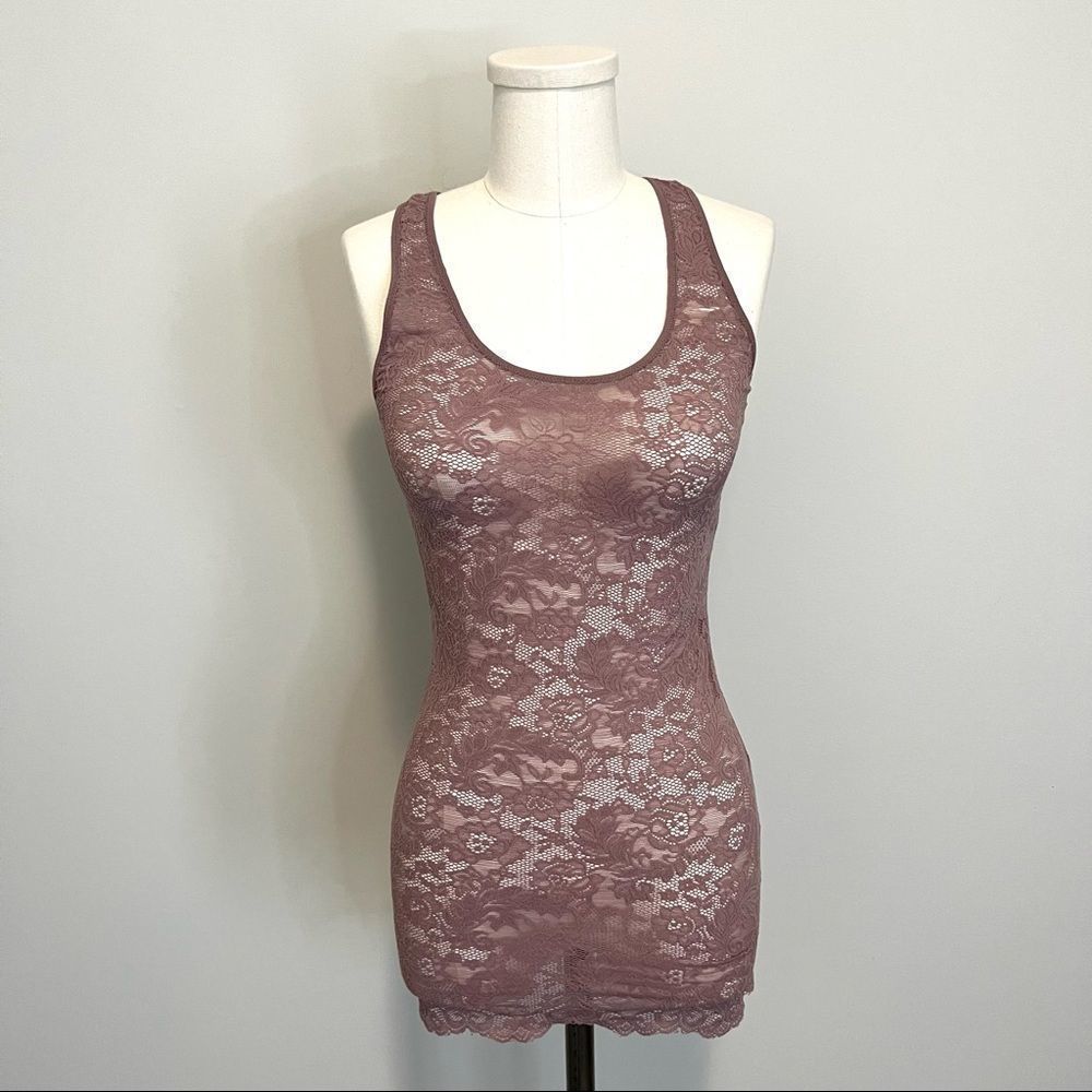 Aritzia Wilfred Sheer Lace Tank Top XS Purple